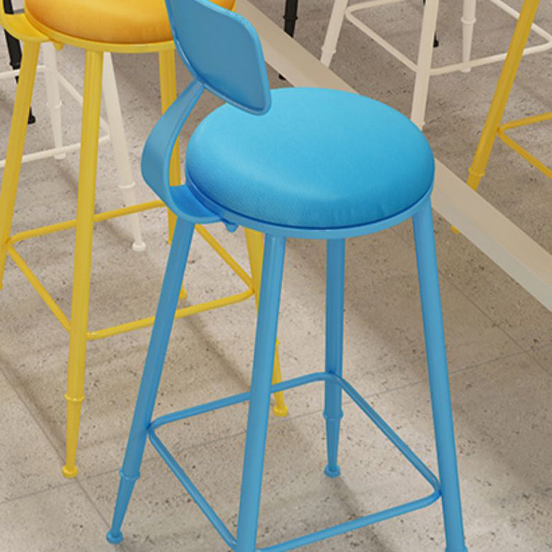 Industrial Iron Bar Stool Bar Height Armless Stool with Cushion