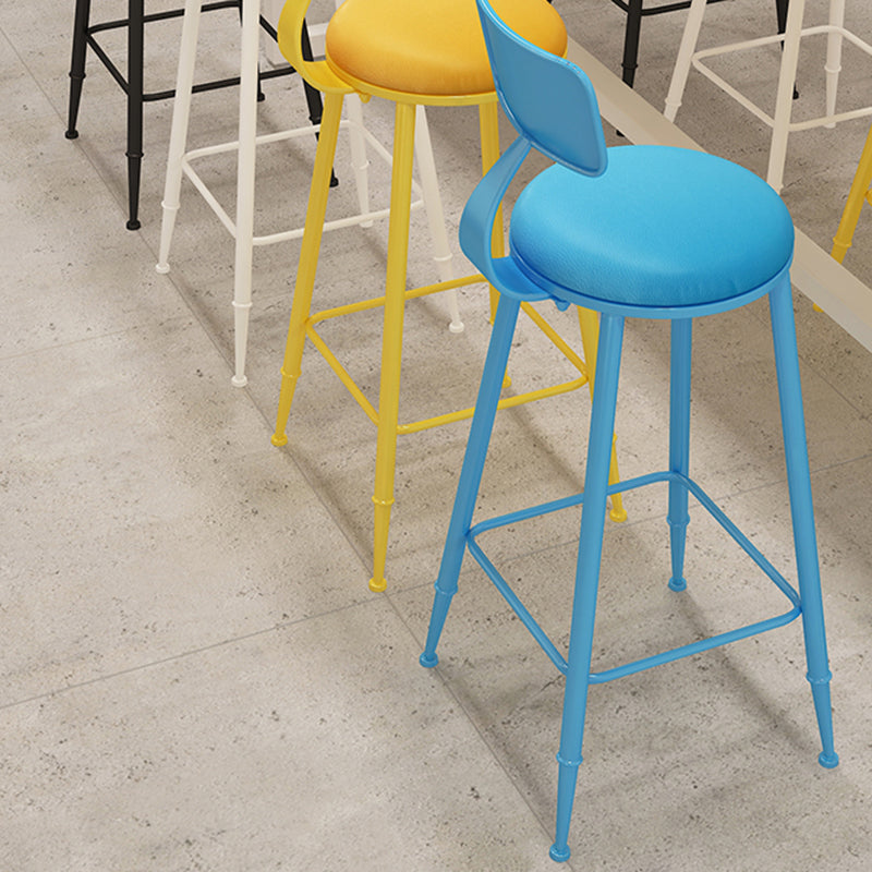 Industrial Iron Bar Stool Bar Height Armless Stool with Cushion