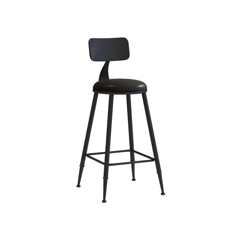 Industrial Iron Bar Stool Bar Height Armless Stool with Cushion