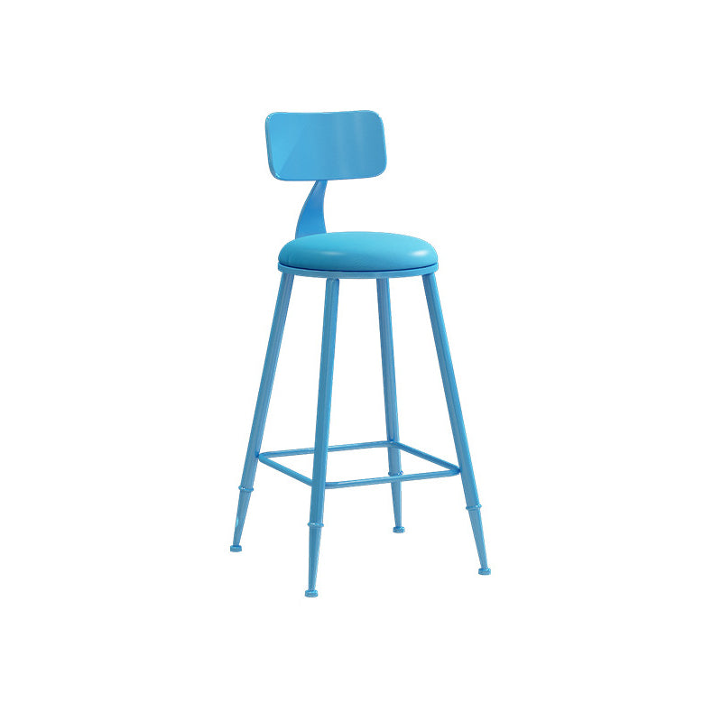 Industrial Iron Bar Stool Bar Height Armless Stool with Cushion