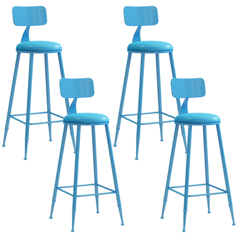 Industrial Iron Bar Stool Bar Height Armless Stool with Cushion