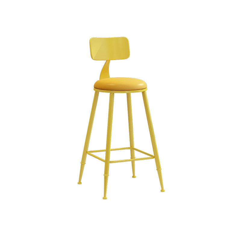 Industrial Iron Bar Stool Bar Height Armless Stool with Cushion