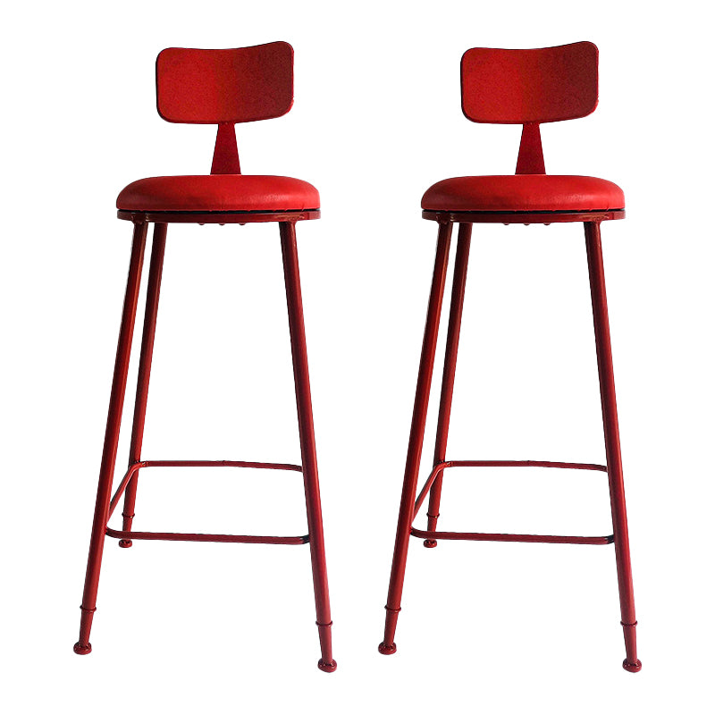 Industrial Iron Bar Stool Bar Height Armless Stool with Cushion