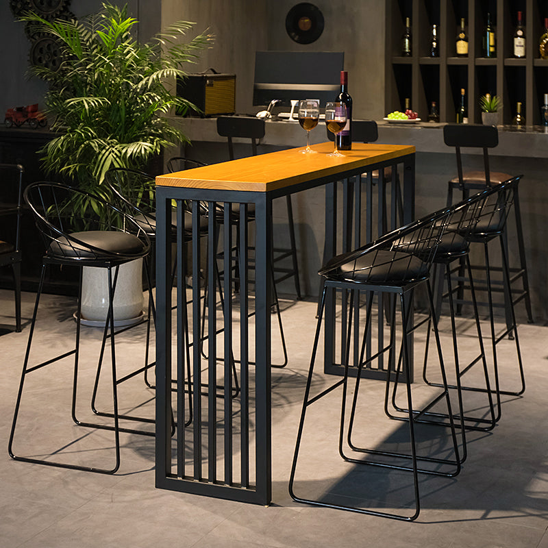 Black Metal Bar Stool Industrial Bar Height Armless Stool with Cushion