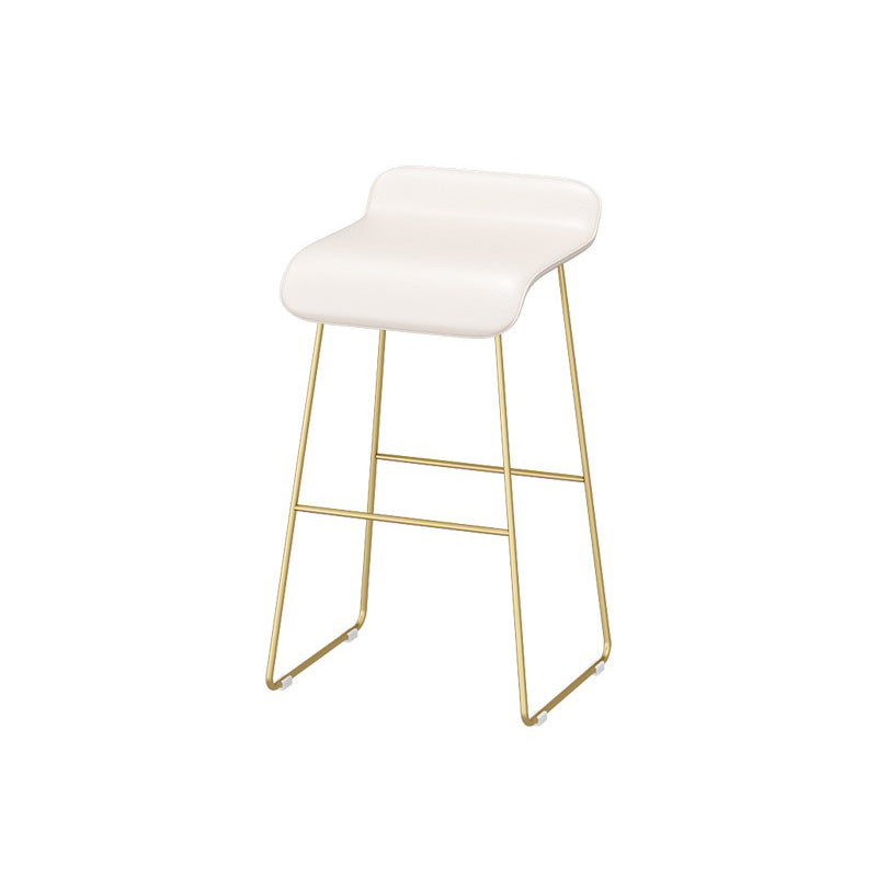 Faux Leather Bar Stool Glam Bar Height Armless Stool with Gold Base