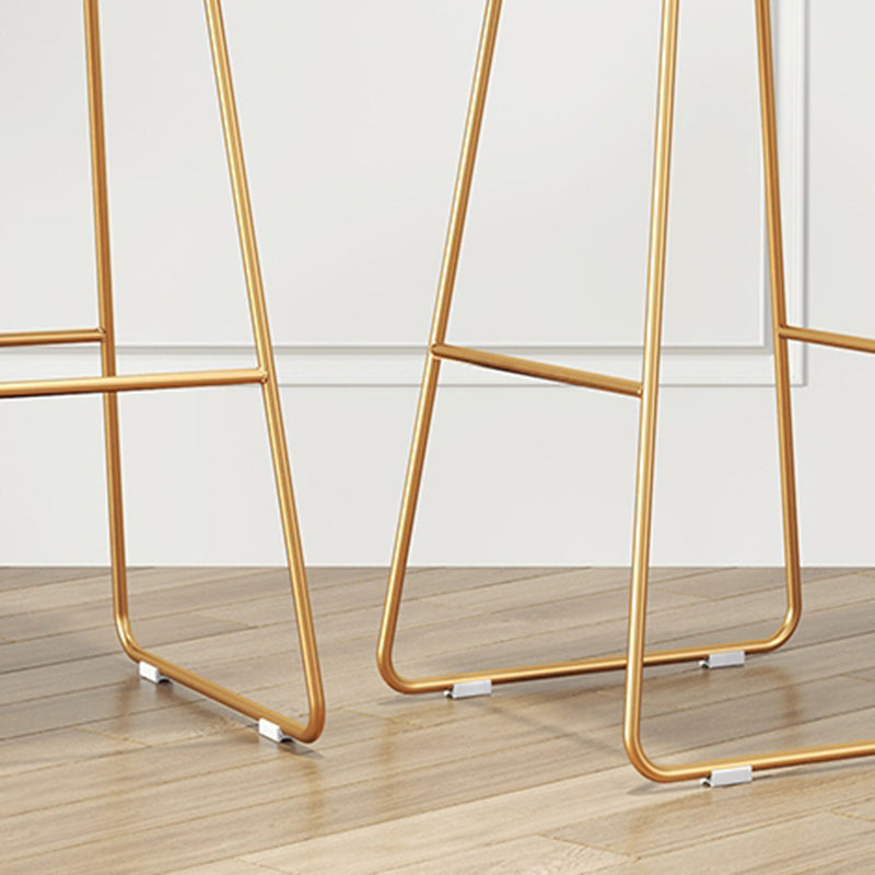 Faux Leather Bar Stool Glam Bar Height Armless Stool with Gold Base