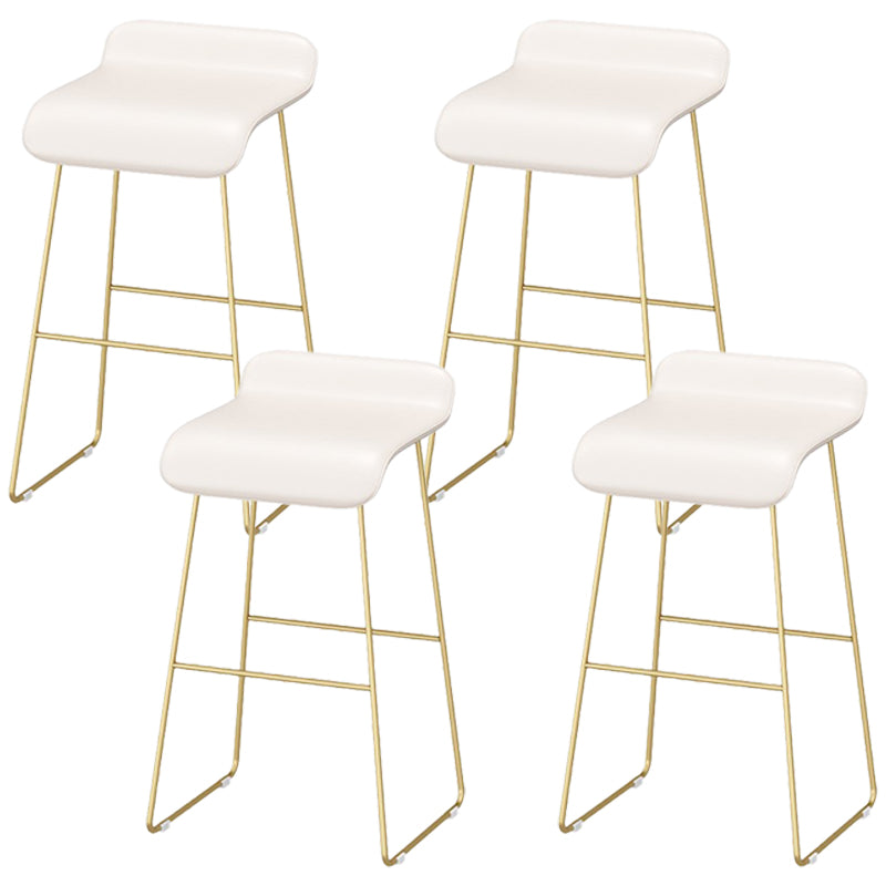 Faux Leather Bar Stool Glam Bar Height Armless Stool with Gold Base