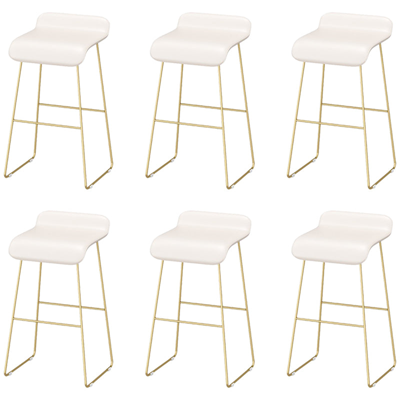 Faux Leather Bar Stool Glam Bar Height Armless Stool with Gold Base