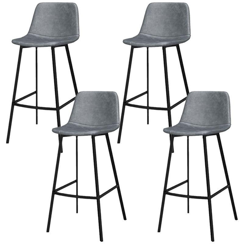 Glam Metal Bar Stools Faux Leather Barstools with Black Legs