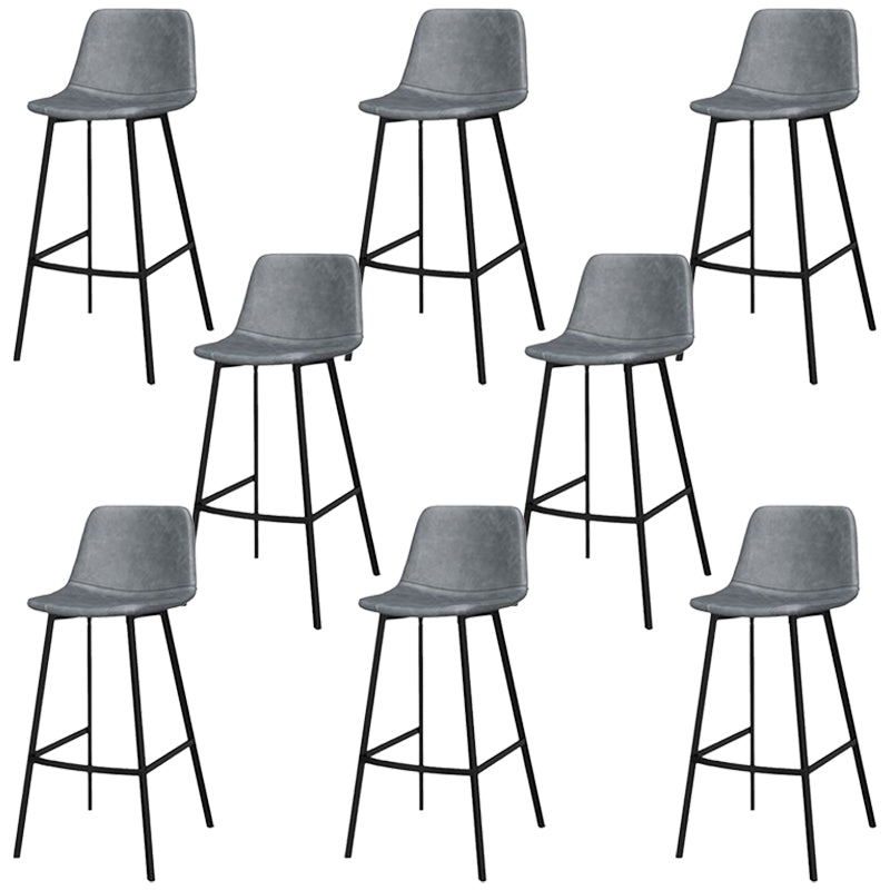 Glam Metal Bar Stools Faux Leather Barstools with Black Legs