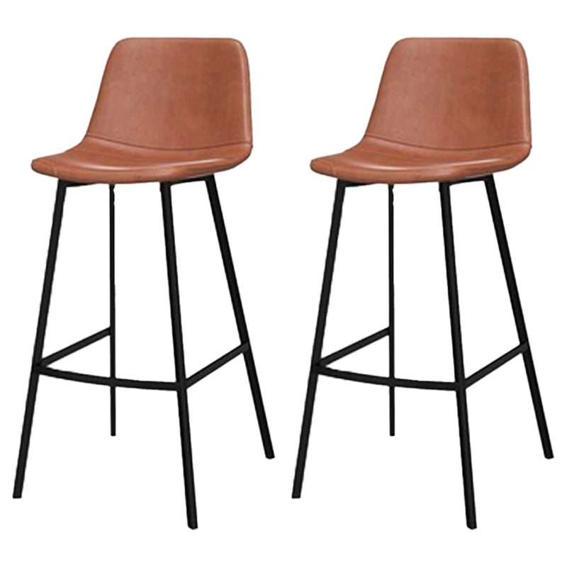 Glam Metal Bar Stools Faux Leather Barstools with Black Legs