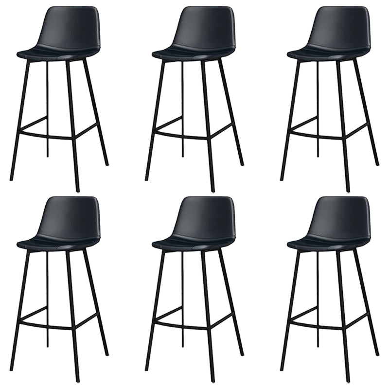Glam Metal Bar Stools Faux Leather Barstools with Black Legs