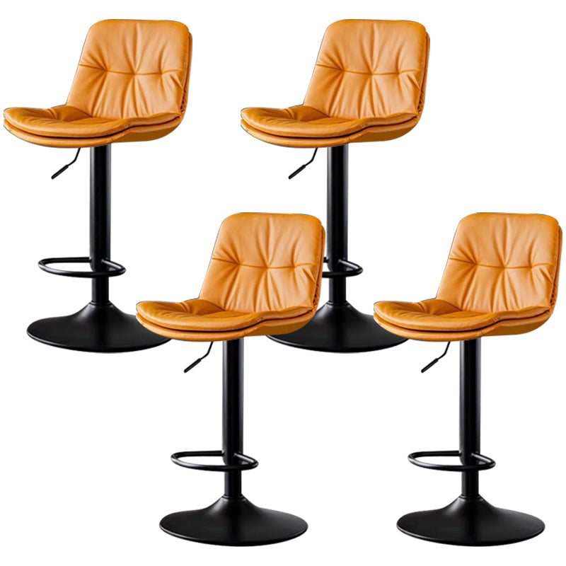Faux Leather Bar Stools Swivel Adjustable Height Barstool with Footrest