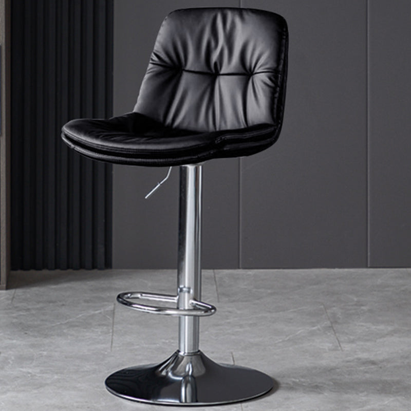 Faux Leather Bar Stools Swivel Adjustable Height Barstool with Footrest