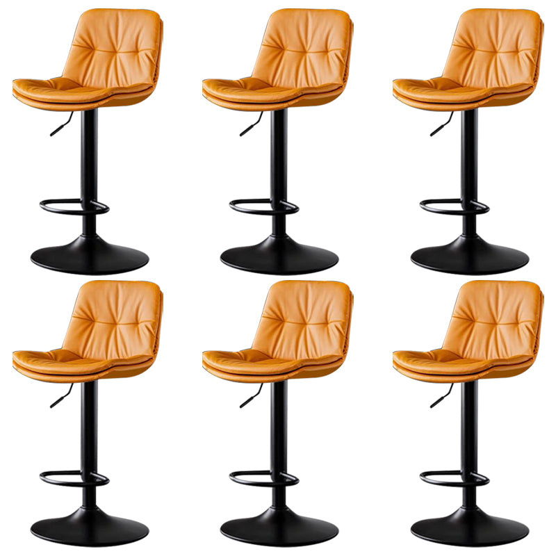 Faux Leather Bar Stools Swivel Adjustable Height Barstool with Footrest
