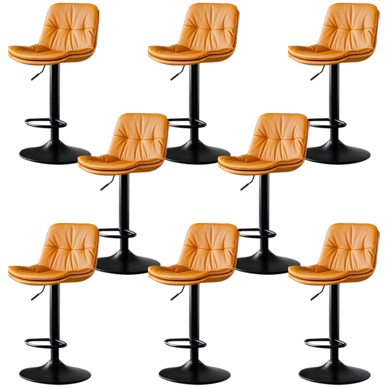 Faux Leather Bar Stools Swivel Adjustable Height Barstool with Footrest