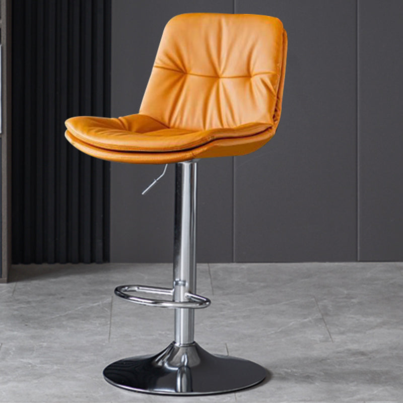 Faux Leather Bar Stools Swivel Adjustable Height Barstool with Footrest