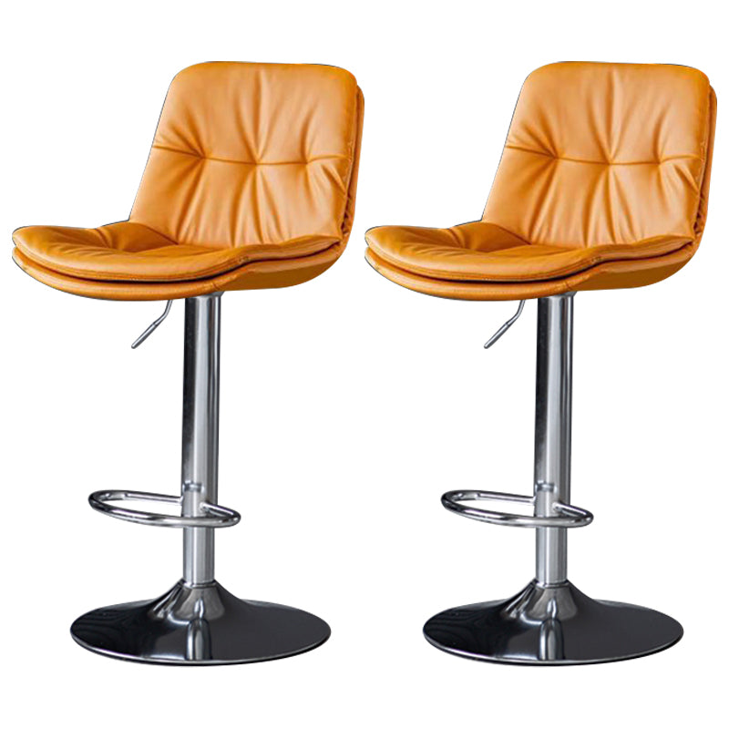 Faux Leather Bar Stools Swivel Adjustable Height Barstool with Footrest