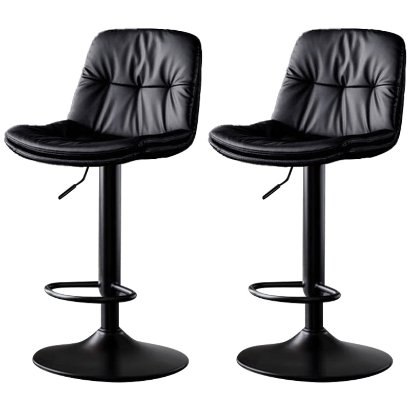 Faux Leather Bar Stools Swivel Adjustable Height Barstool with Footrest