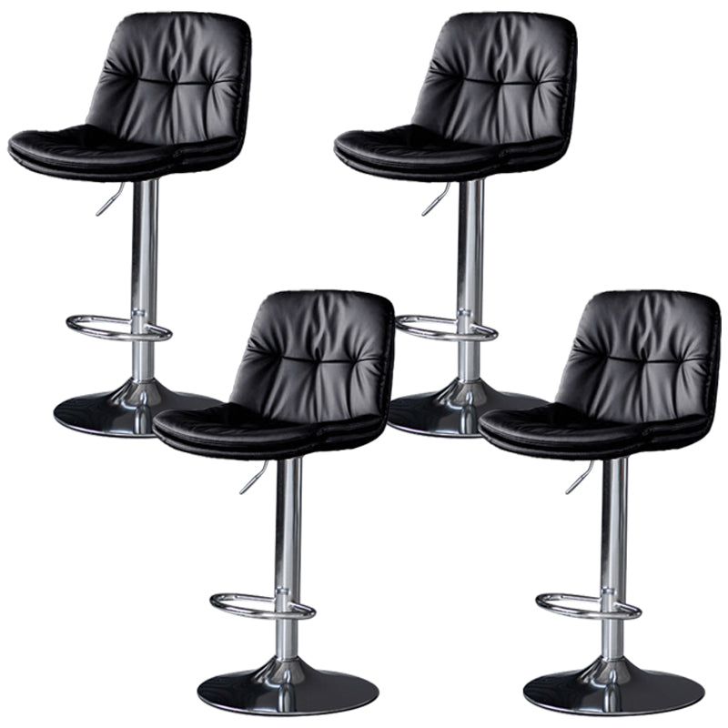 Faux Leather Bar Stools Swivel Adjustable Height Barstool with Footrest