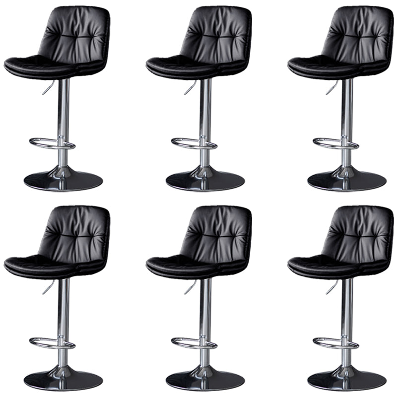 Faux Leather Bar Stools Swivel Adjustable Height Barstool with Footrest