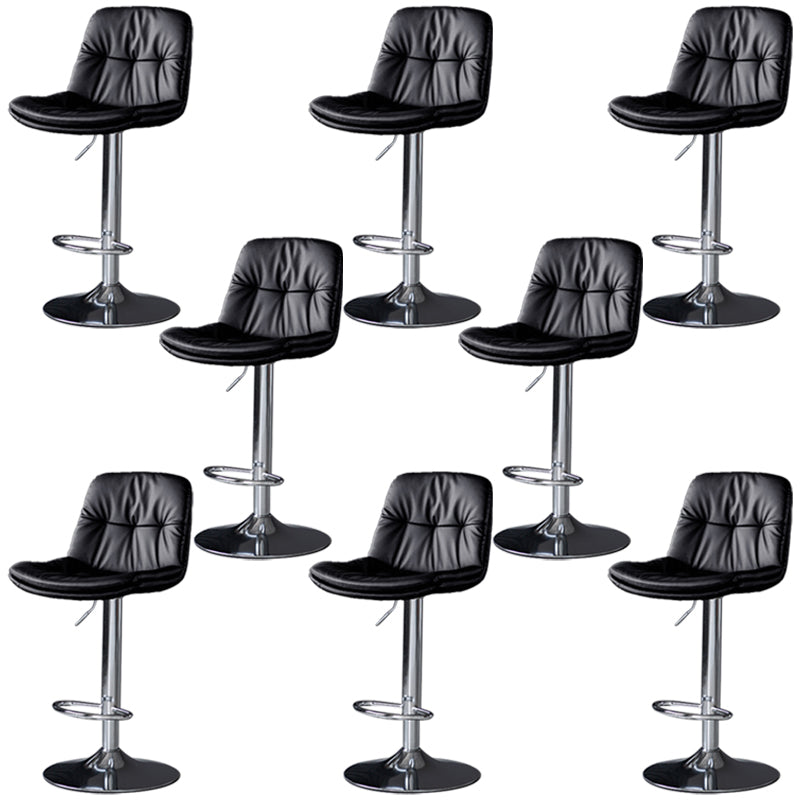 Faux Leather Bar Stools Swivel Adjustable Height Barstool with Footrest