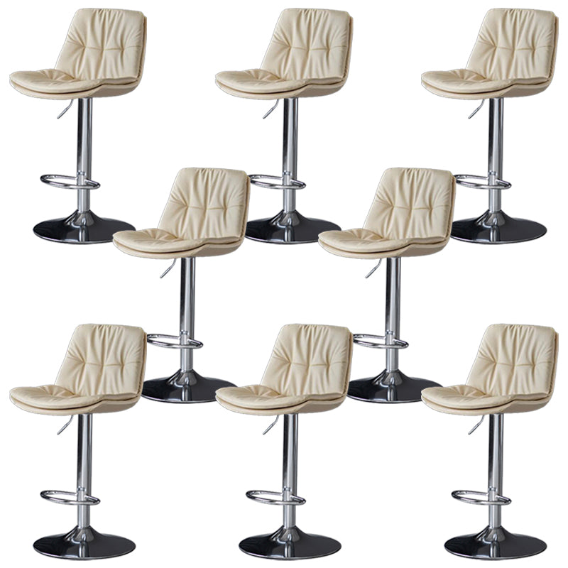 Faux Leather Bar Stools Swivel Adjustable Height Barstool with Footrest