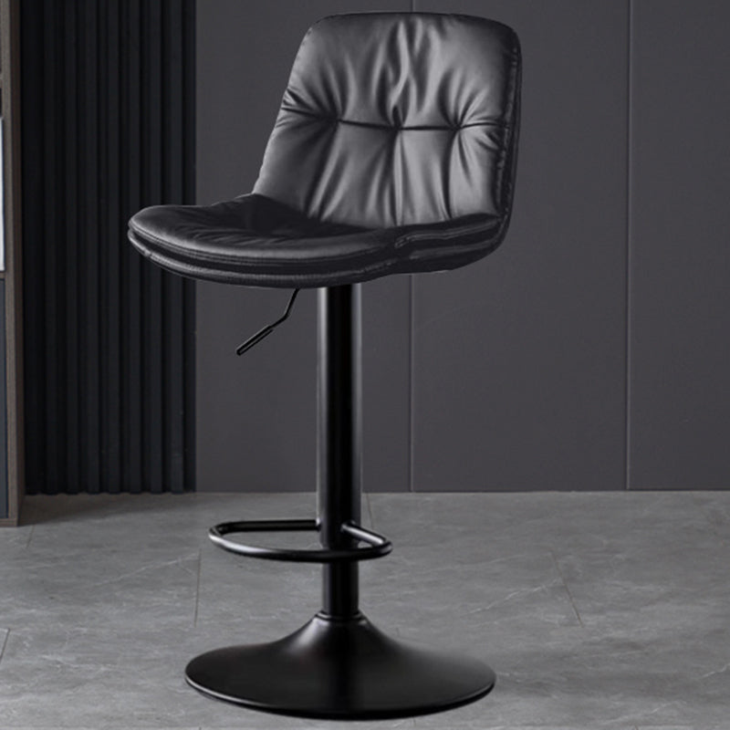 Faux Leather Bar Stools Swivel Adjustable Height Barstool with Footrest
