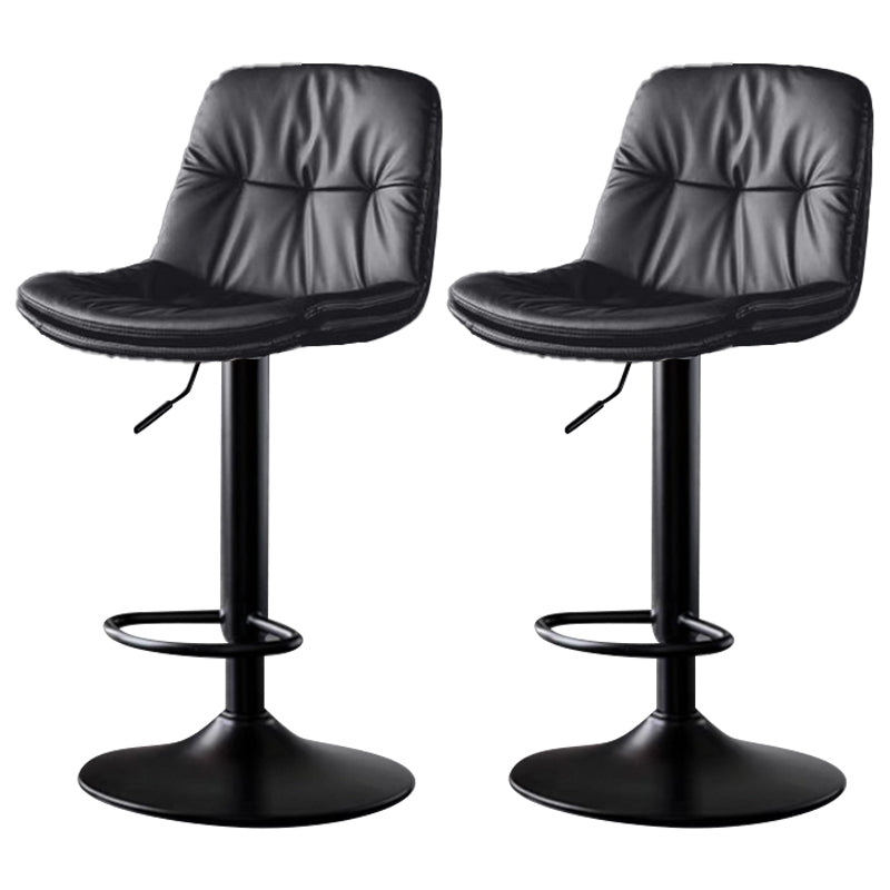 Faux Leather Bar Stools Swivel Adjustable Height Barstool with Footrest