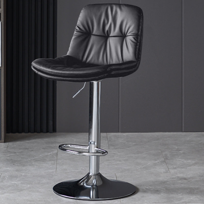 Faux Leather Bar Stools Swivel Adjustable Height Barstool with Footrest