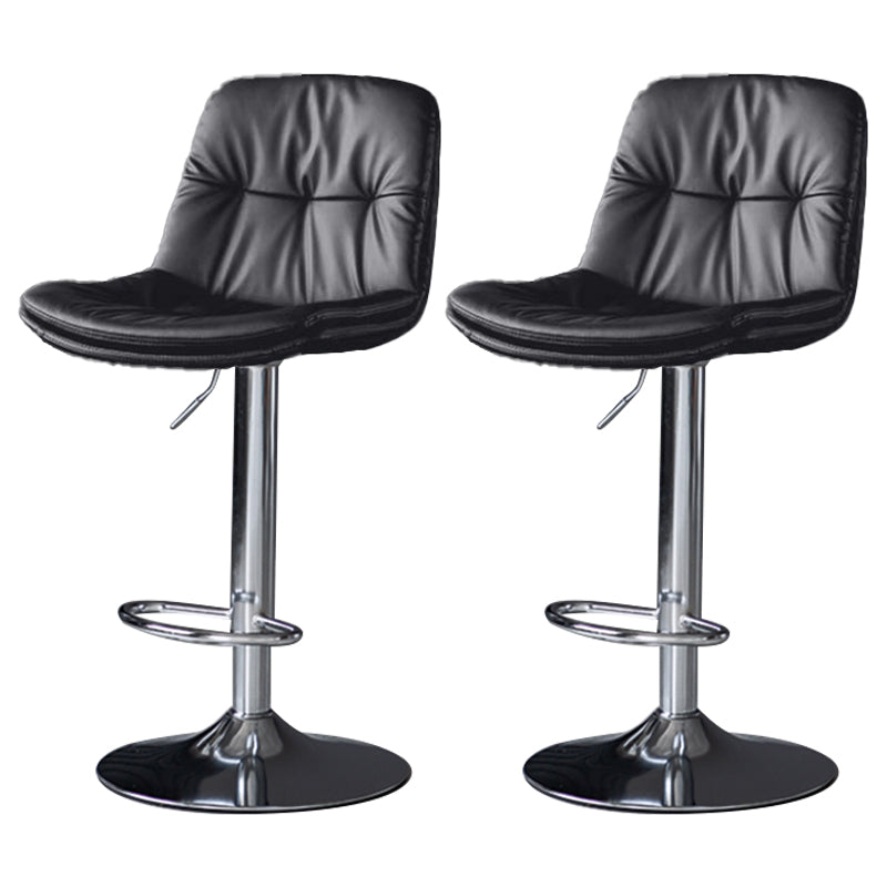 Faux Leather Bar Stools Swivel Adjustable Height Barstool with Footrest