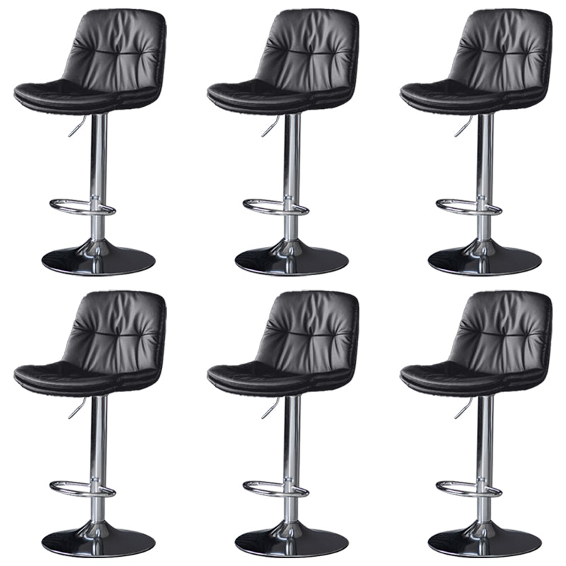 Faux Leather Bar Stools Swivel Adjustable Height Barstool with Footrest