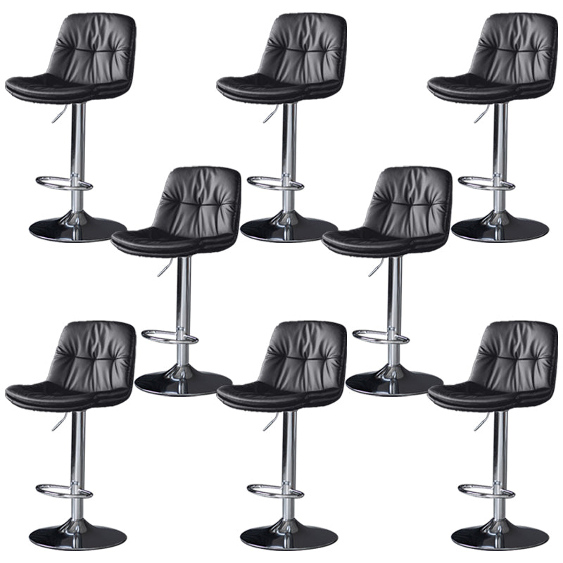 Faux Leather Bar Stools Swivel Adjustable Height Barstool with Footrest