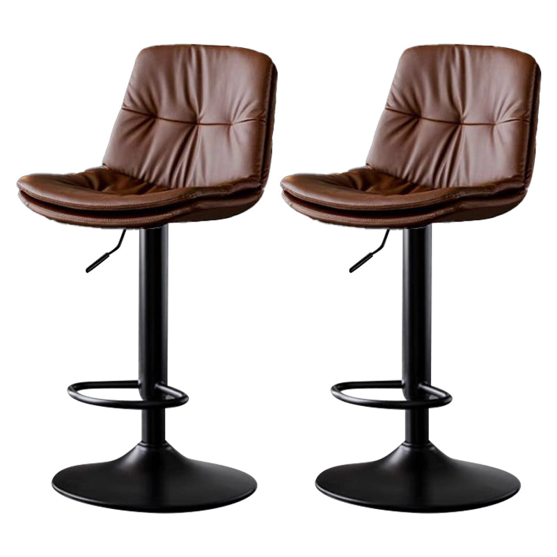 Faux Leather Bar Stools Swivel Adjustable Height Barstool with Footrest