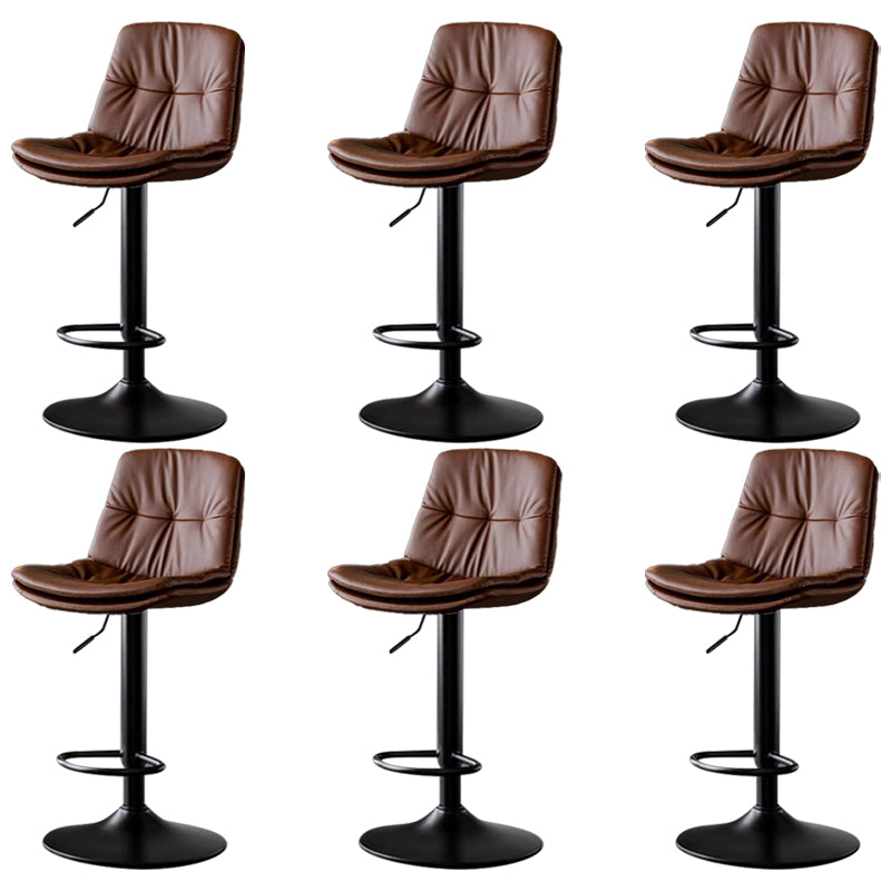 Faux Leather Bar Stools Swivel Adjustable Height Barstool with Footrest