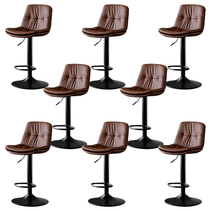 Faux Leather Bar Stools Swivel Adjustable Height Barstool with Footrest