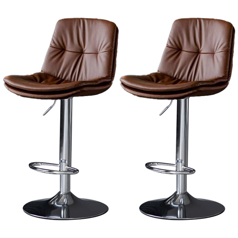 Faux Leather Bar Stools Swivel Adjustable Height Barstool with Footrest