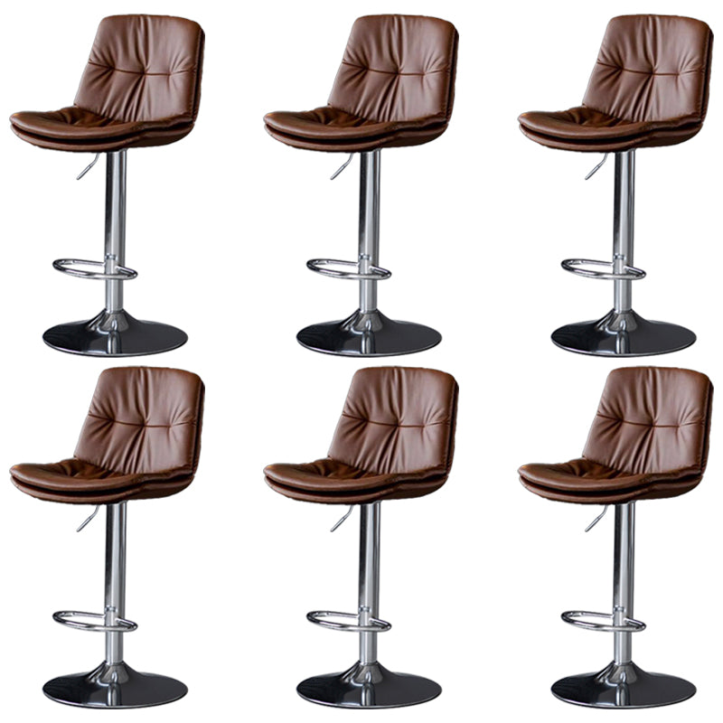 Faux Leather Bar Stools Swivel Adjustable Height Barstool with Footrest