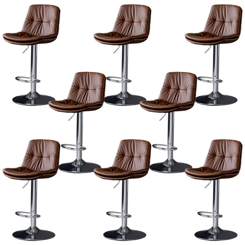 Faux Leather Bar Stools Swivel Adjustable Height Barstool with Footrest