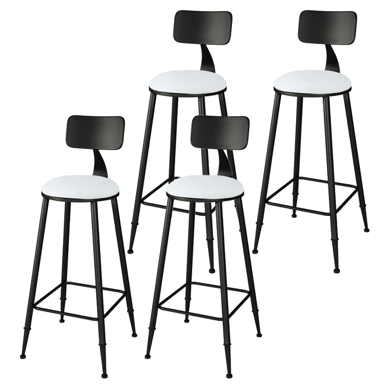 Modern Upholstered Dining Stools Round Armless Bar Stools with Footrest