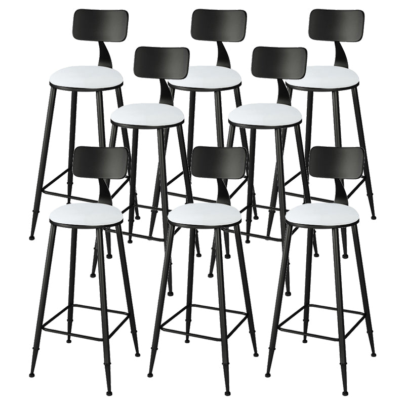Modern Upholstered Dining Stools Round Armless Bar Stools with Footrest