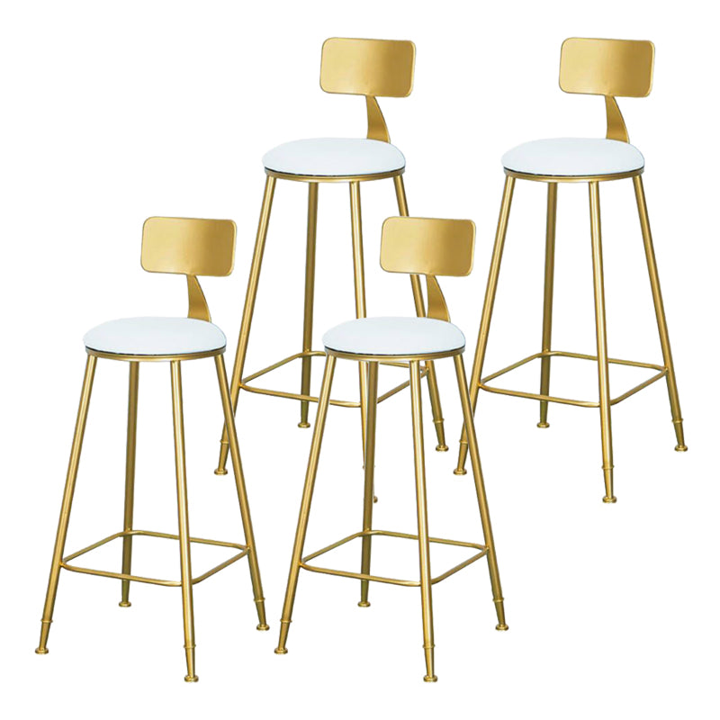 Modern Upholstered Dining Stools Round Armless Bar Stools with Footrest