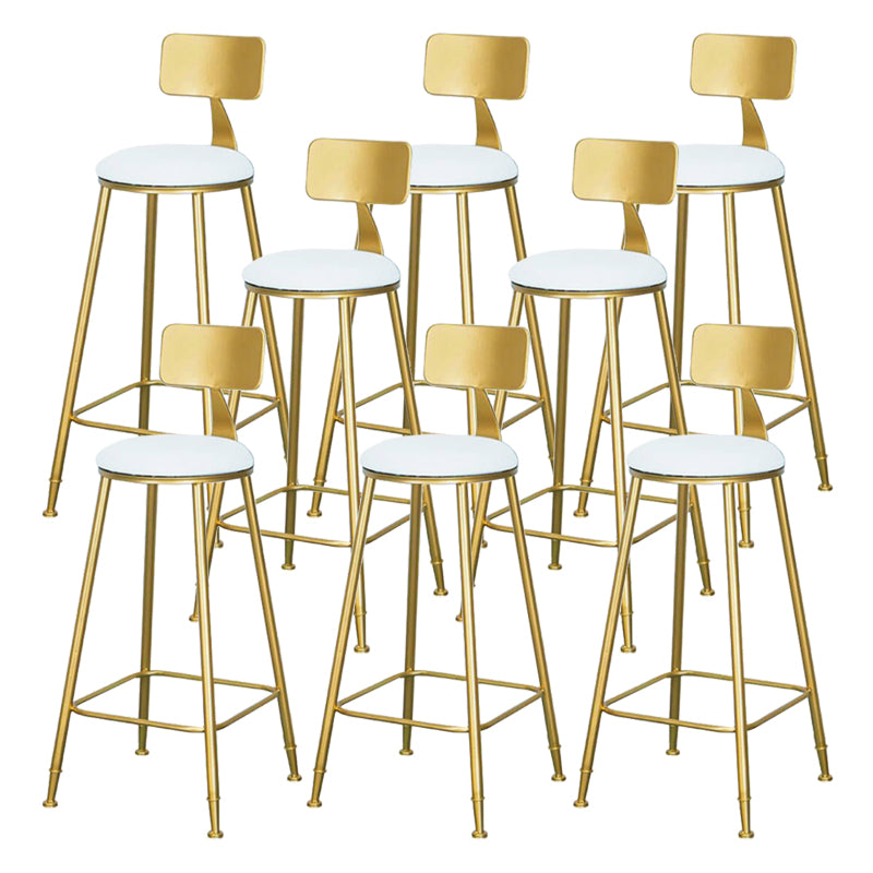 Modern Upholstered Dining Stools Round Armless Bar Stools with Footrest