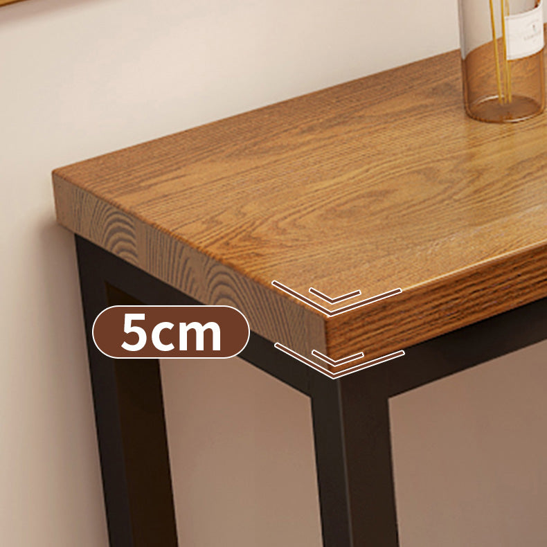 Industrial Rectangle Bar Dining Table Solid Wood Top and Iron Trestle Base Bar Table