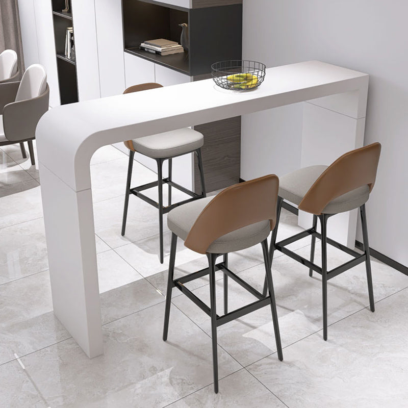 White Colour Bar Wine Table Wooden Counter Wine Table with Double Pedestal Base