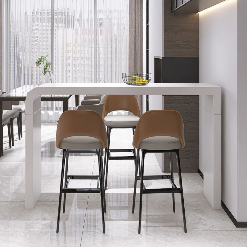 White Colour Bar Wine Table Wooden Counter Wine Table with Double Pedestal Base