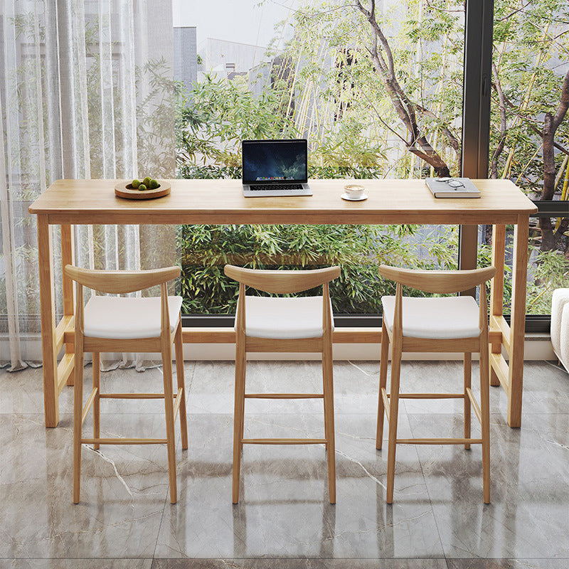 Contemporary Indoor Bar Dining Table Trestle Rectangle Wood Counter Table