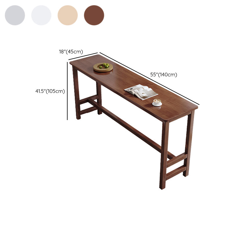 Contemporary Indoor Bar Dining Table Trestle Rectangle Wood Counter Table