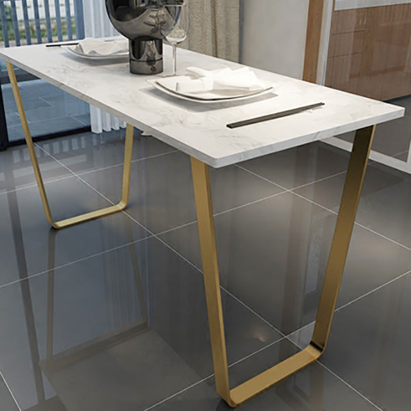 Glam Indoor Bar Dining Table White Marble Rectangle Counter Table