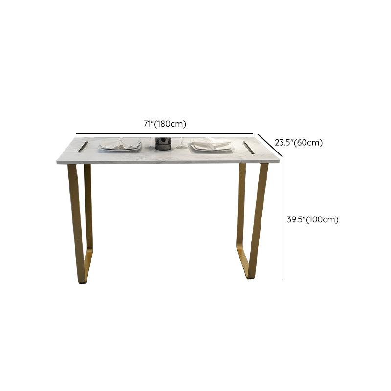 Glam Indoor Bar Dining Table White Marble Rectangle Counter Table